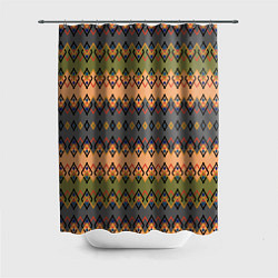 Шторка для душа Желто-оливковый полосатый орнамент, цвет: 3D-принт