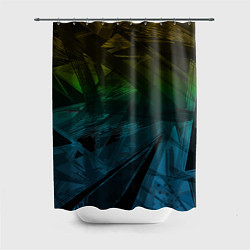 Шторка для душа Черный абстрактный узор на сине-зеленом фоне, цвет: 3D-принт