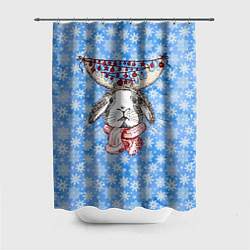 Шторка для душа Кролик с рогами оленя, цвет: 3D-принт