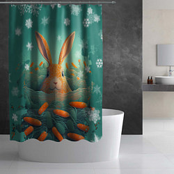 Шторка для душа Кролик в море моркови, цвет: 3D-принт — фото 2