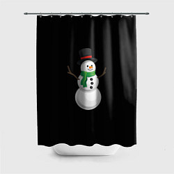 Шторка для душа Новогодний снеговик с шарфом, цвет: 3D-принт