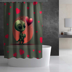Шторка для душа Влюбленный инопланетянин, цвет: 3D-принт — фото 2