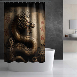 Шторка для душа Китайский дракон с открытой пастью, цвет: 3D-принт — фото 2