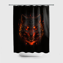 Шторка для душа Морда огненного волка, цвет: 3D-принт