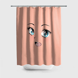 Шторка для душа Веселое лицо аниме девушки с большими голубыми гла, цвет: 3D-принт