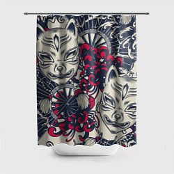 Шторка для душа Восточные маски, цвет: 3D-принт