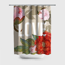 Шторка для душа Love Любовь и цветы, цвет: 3D-принт