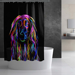 Шторка для душа Dog - neon lines, цвет: 3D-принт — фото 2