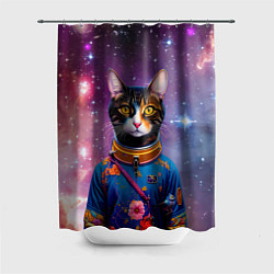 Шторка для душа Кот бравый космонавт, цвет: 3D-принт