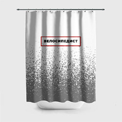 Шторка для душа Велосипедист в рамке красного цвета, цвет: 3D-принт