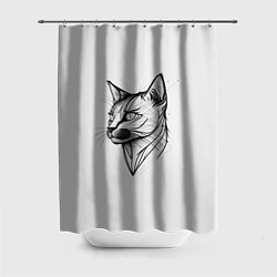 Шторка для душа Арт белая кошка, цвет: 3D-принт