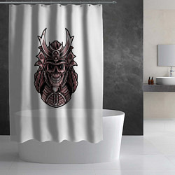 Шторка для душа Череп самурая с доспехами, цвет: 3D-принт — фото 2