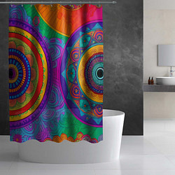Шторка для душа Красочные этнические орнаменты, цвет: 3D-принт — фото 2