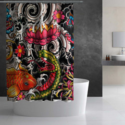 Шторка для душа Иредзуми: цветущий лотос, цвет: 3D-принт — фото 2