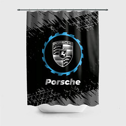 Шторка для душа Porsche в стиле Top Gear со следами шин на фоне, цвет: 3D-принт