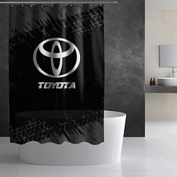 Шторка для душа Toyota speed на темном фоне со следами шин, цвет: 3D-принт — фото 2