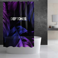 Шторка для душа Deftones neon monstera, цвет: 3D-принт — фото 2