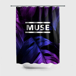 Шторка для душа Muse neon monstera, цвет: 3D-принт