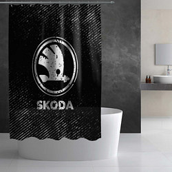Шторка для душа Skoda с потертостями на темном фоне, цвет: 3D-принт — фото 2