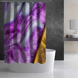 Шторка для душа Рисунок текстуры белого и фиолетового мрамора, цвет: 3D-принт — фото 2