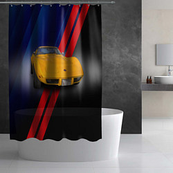 Шторка для душа Классический спорткар Chevrolet Corvette Stingray, цвет: 3D-принт — фото 2