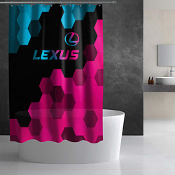 Шторка для душа Lexus - neon gradient: символ сверху, цвет: 3D-принт — фото 2