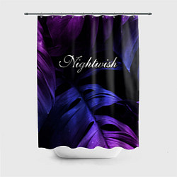 Шторка для душа Nightwish neon monstera, цвет: 3D-принт