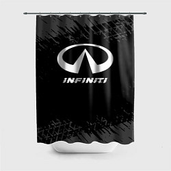 Шторка для душа Infiniti speed на темном фоне со следами шин, цвет: 3D-принт