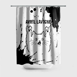 Шторка для душа Avril Lavigne рок кот на светлом фоне, цвет: 3D-принт