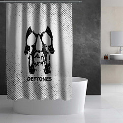 Шторка для душа Deftones с потертостями на светлом фоне, цвет: 3D-принт — фото 2