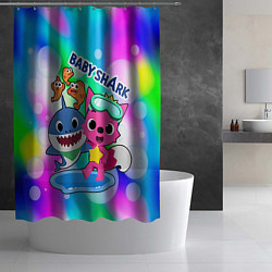 Шторка для душа Baby Shark in bubbles, цвет: 3D-принт — фото 2