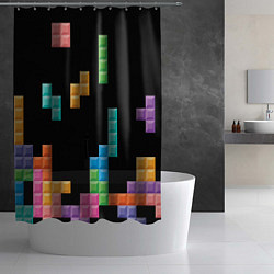 Шторка для душа Тетрис падающие блоки, цвет: 3D-принт — фото 2
