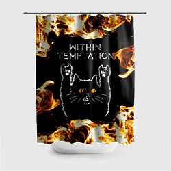 Шторка для душа Within Temptation рок кот и огонь, цвет: 3D-принт
