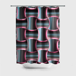 Шторка для душа Множество полурозовых изогнутых четырёхугольников, цвет: 3D-принт