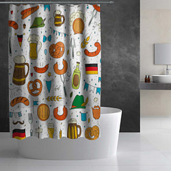 Шторка для душа Октоберфест - цветной дудл, цвет: 3D-принт — фото 2