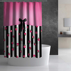 Шторка для душа Костюм Барби: полоска с розами, цвет: 3D-принт — фото 2