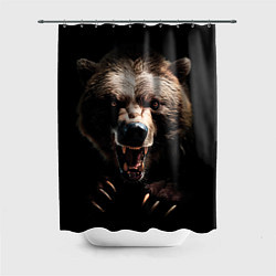 Шторка для душа Бурый агрессивный медведь, цвет: 3D-принт