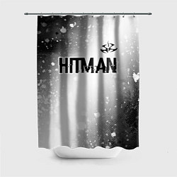 Шторка для душа Hitman glitch на светлом фоне: символ сверху, цвет: 3D-принт