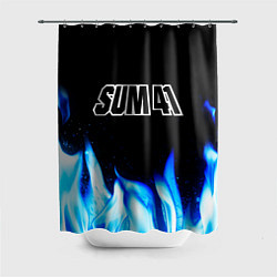 Шторка для душа Sum41 blue fire, цвет: 3D-принт