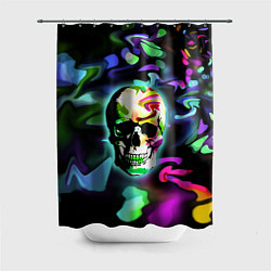 Шторка для душа Цветной череп, цвет: 3D-принт
