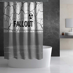 Шторка для душа Fallout glitch на светлом фоне: символ сверху, цвет: 3D-принт — фото 2