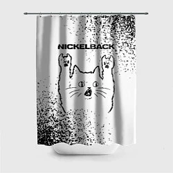 Шторка для душа Nickelback рок кот на светлом фоне, цвет: 3D-принт