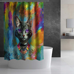 Шторка для душа Cat fashionista - neural network, цвет: 3D-принт — фото 2