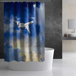 Шторка для душа Ту-154 реактивный авиалайнер СССР, цвет: 3D-принт — фото 2