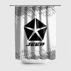 Шторка для душа Jeep speed на светлом фоне со следами шин, цвет: 3D-принт