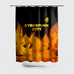Шторка для душа Cyberpunk 2077 - gold gradient: символ сверху, цвет: 3D-принт