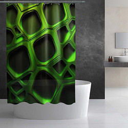 Шторка для душа Объемные зеленые соты, цвет: 3D-принт — фото 2