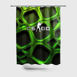 Шторка для душа CS GO объемные зеленые соты, цвет: 3D-принт