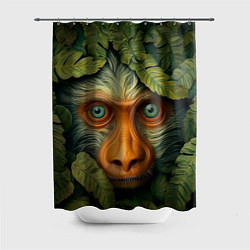 Шторка для душа Обезьяна в джунглях, цвет: 3D-принт