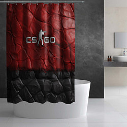 Шторка для душа CS GO red black texture, цвет: 3D-принт — фото 2